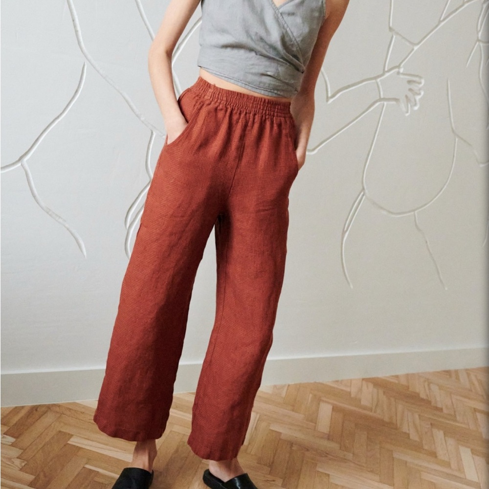 Women's Linenfox Ocean Waffle Linen Trousers